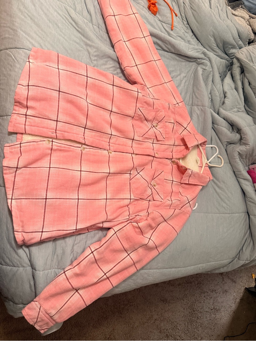 Women's Pink Windowpane Plaid fleece Blazer Jacket